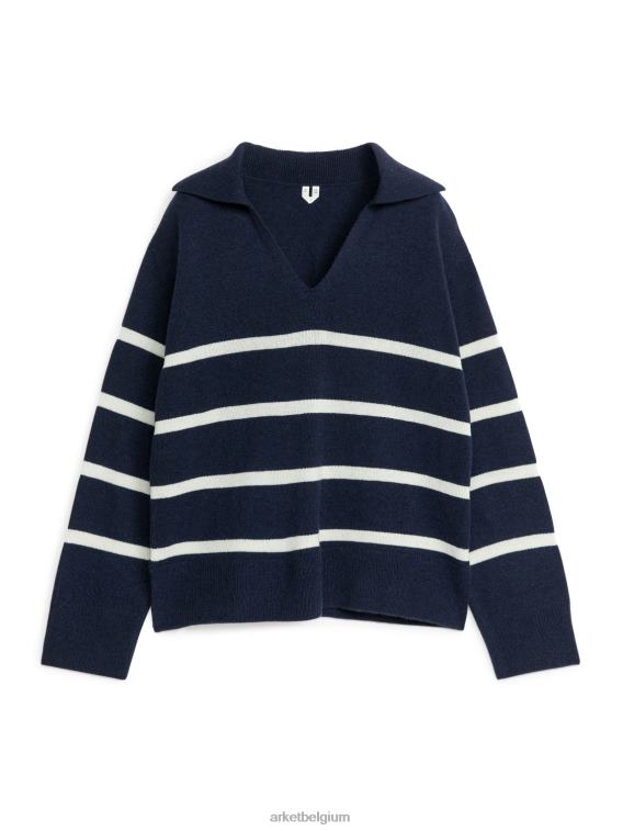 ARKET kleding 0DXJP421 donkerblauw/wit kasjmierwollen trui vrouwen