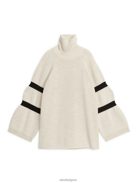 ARKET kleding 0DXJP426 gebroken wit/zwart trui van wol-katoenmix vrouwen