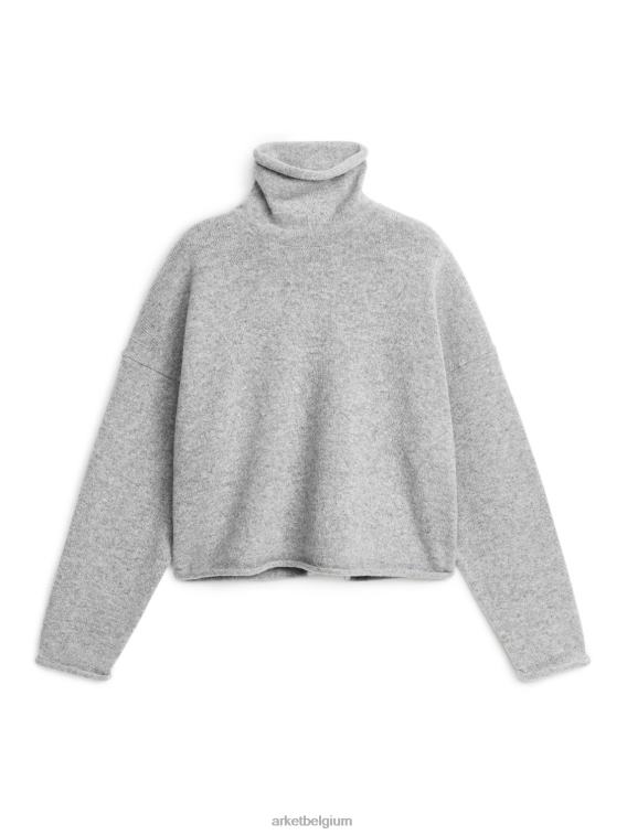ARKET kleding 0DXJP427 grijs gemêleerd Wollen trui met hoge hals vrouwen