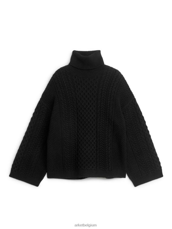 ARKET kleding 0DXJP431 zwart Kabelgebreide wollen trui vrouwen