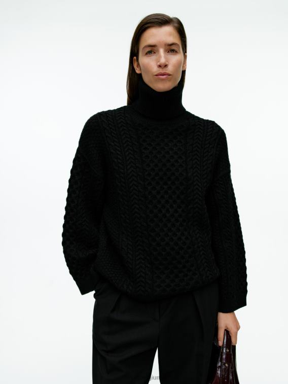 ARKET kleding 0DXJP431 zwart Kabelgebreide wollen trui vrouwen