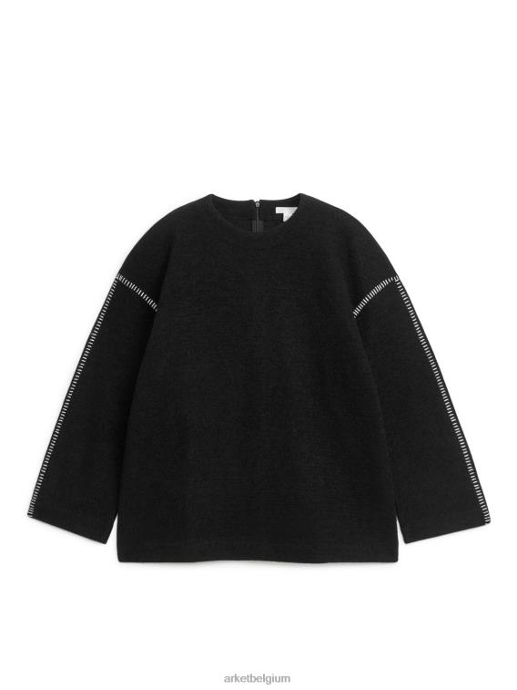 ARKET kleding 0DXJP436 zwart wit trui van gekookte wol vrouwen