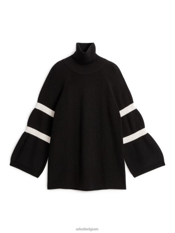 ARKET kleding 0DXJP437 zwart/gebroken wit trui van wol-katoenmix vrouwen