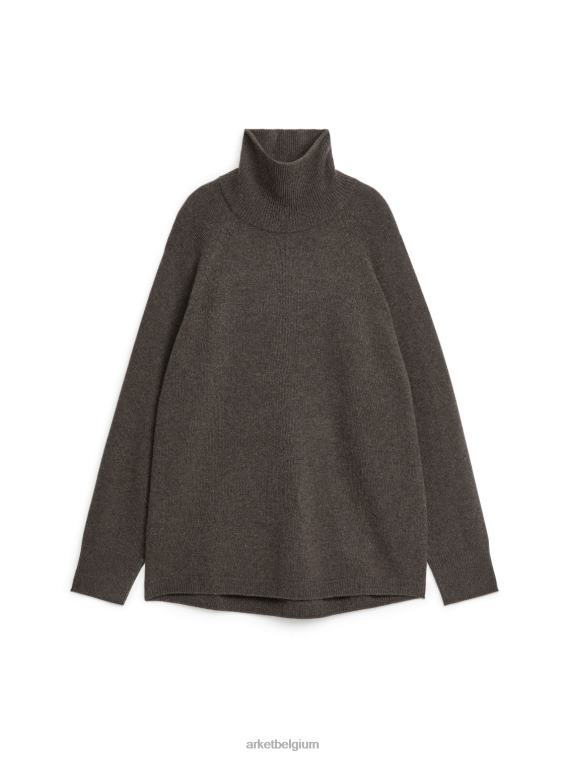ARKET kleding 0DXJP438 donker bruin Kasjmier trui met col en raglanmouwen vrouwen
