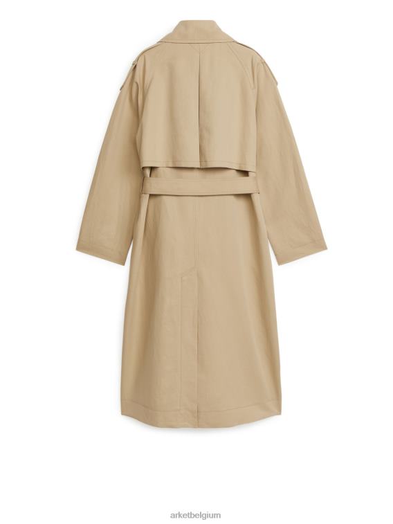 ARKET kleding 0DXJP460 beige linnen katoenen trenchcoat vrouwen