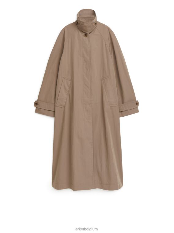 ARKET kleding 0DXJP465 donker beige trenchcoat van katoenmix vrouwen