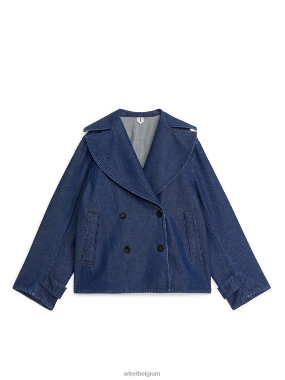 ARKET kleding 0DXJP466 donkerblauw denim jasje met dubbele rij knopen vrouwen