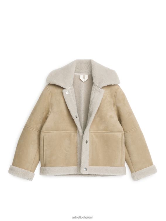 ARKET kleding 0DXJP472 beige jasje van imitatiebont van moleskin vrouwen