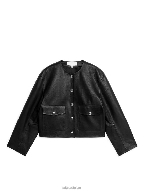 ARKET kleding 0DXJP475 zwart kort leren jack vrouwen