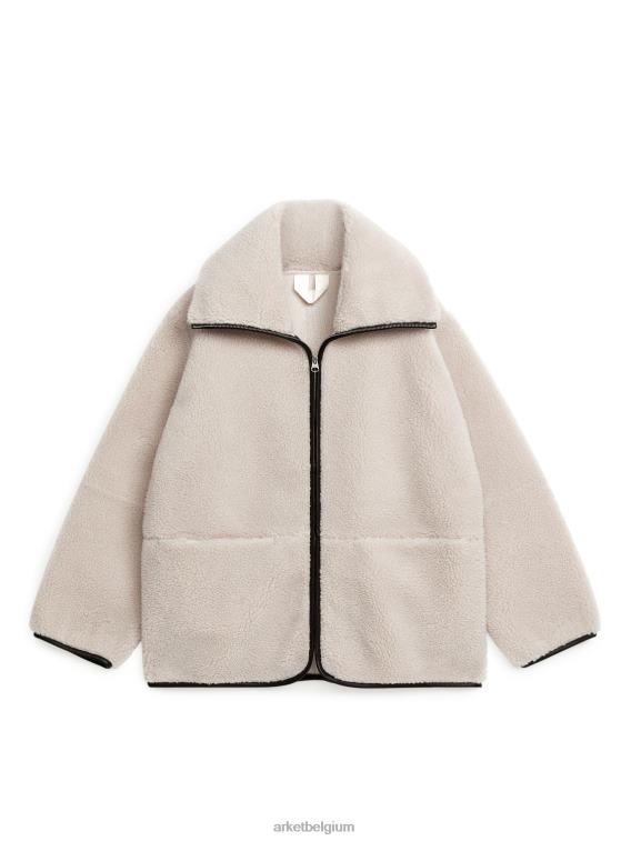 ARKET kleding 0DXJP477 lichtbeige/zwart leren gedetailleerd stapeljack vrouwen