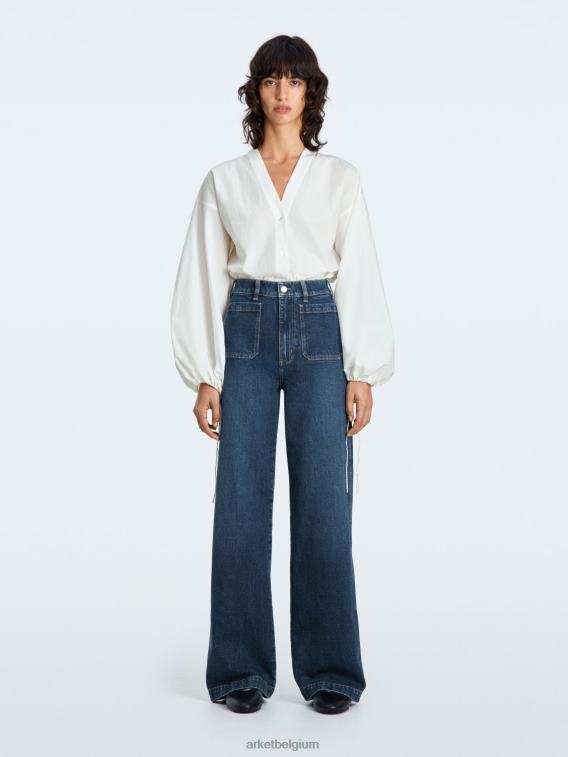 ARKET kleding 0DXJP156 blauw lupine hoog uitlopende stretchjeans vrouwen