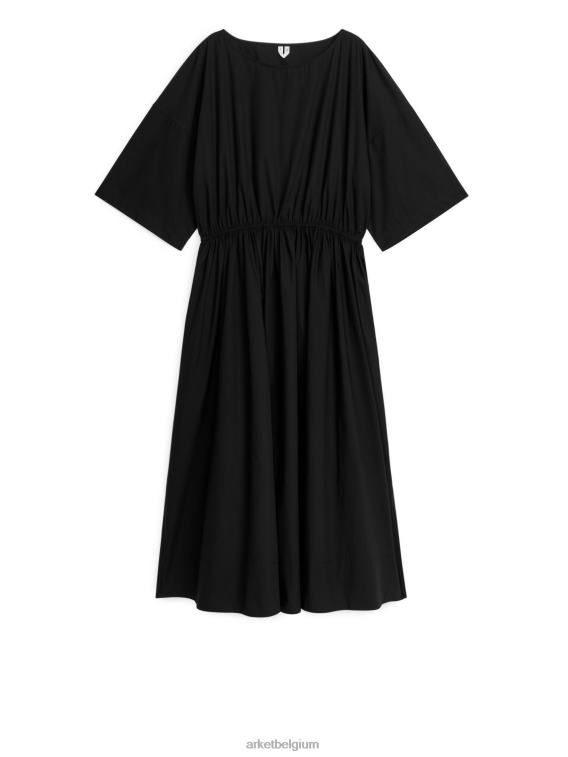 ARKET kleding 0DXJP119 zwart wijde katoenen jurk vrouwen