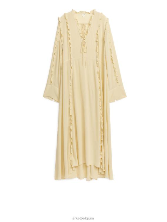 ARKET kleding 0DXJP122 vanille Maxi-jurk met ruches vrouwen