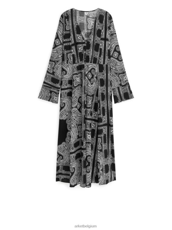 ARKET kleding 0DXJP130 wit Zwart paisley-jurk vrouwen