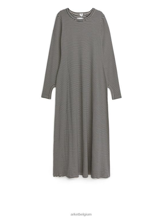 ARKET kleding 0DXJP131 zwart wit gestreepte jerseyjurk vrouwen