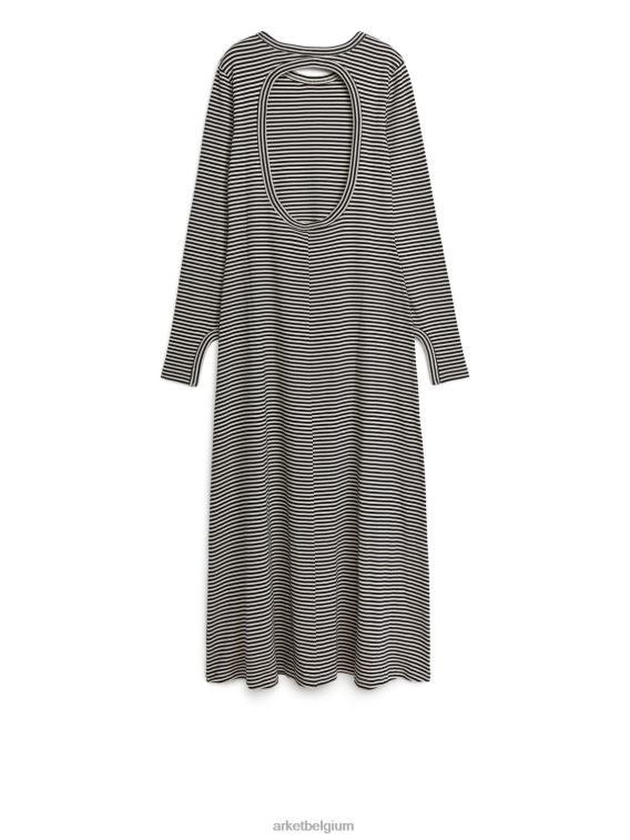 ARKET kleding 0DXJP131 zwart wit gestreepte jerseyjurk vrouwen
