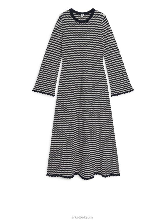 ARKET kleding 0DXJP132 gebroken wit/donkerblauw gebreide jurk vrouwen