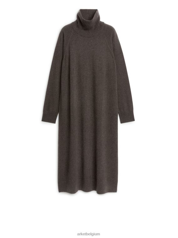 ARKET kleding 0DXJP133 donker bruin Kasjmier jurk met rolkraag vrouwen