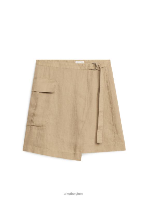 ARKET kleding 0DXJP237 donker beige Utility linnen rok vrouwen
