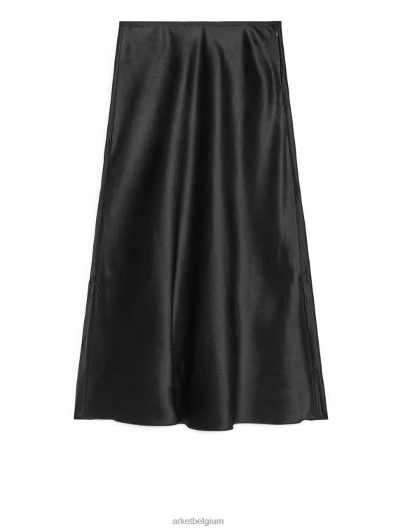ARKET kleding 0DXJP241 zwart schuin uitgesneden satijnen rok vrouwen