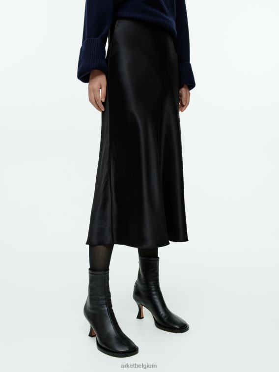 ARKET kleding 0DXJP241 zwart schuin uitgesneden satijnen rok vrouwen