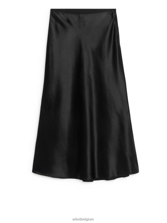 ARKET kleding 0DXJP241 zwart schuin uitgesneden satijnen rok vrouwen