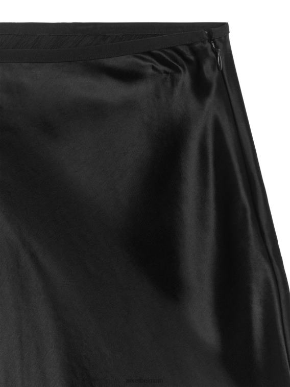 ARKET kleding 0DXJP241 zwart schuin uitgesneden satijnen rok vrouwen
