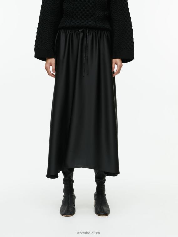 ARKET kleding 0DXJP243 zwart midi-satijnen rok vrouwen