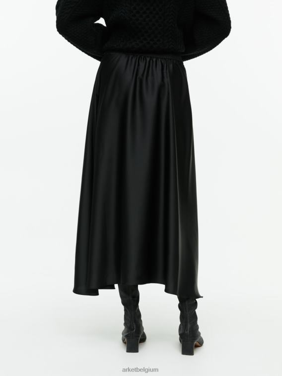 ARKET kleding 0DXJP243 zwart midi-satijnen rok vrouwen