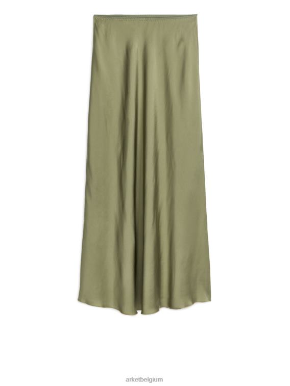 ARKET kleding 0DXJP245 kaki groen maxi satijnen rok vrouwen