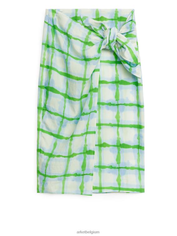 ARKET kleding 0DXJP254 wit/groen/blauw wikkelrok met print vrouwen