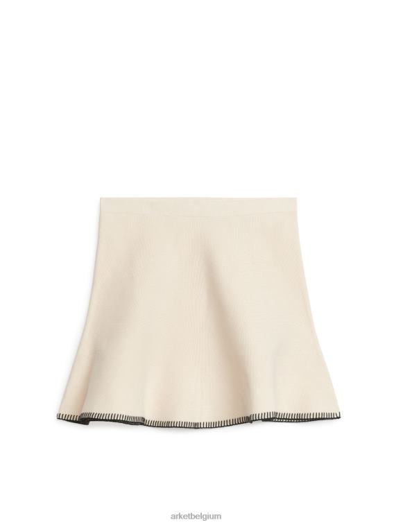 ARKET kleding 0DXJP264 gebroken wit/zwart gebreide minirok vrouwen