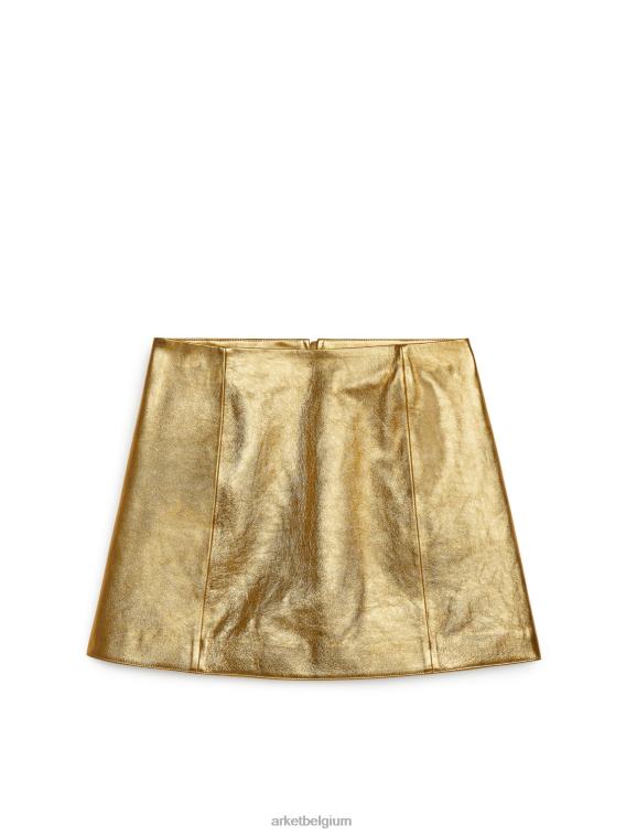 ARKET kleding 0DXJP265 goud leren minirok vrouwen