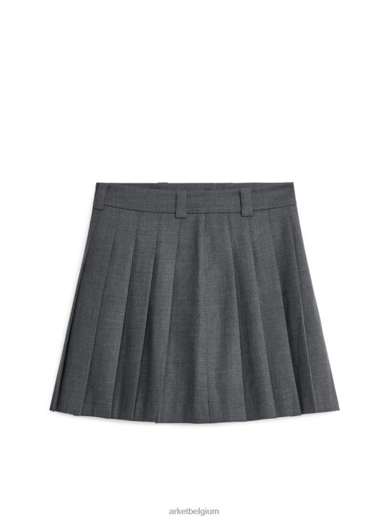 ARKET kleding 0DXJP267 grijs gemêleerd geplooide minirok van wolmix vrouwen