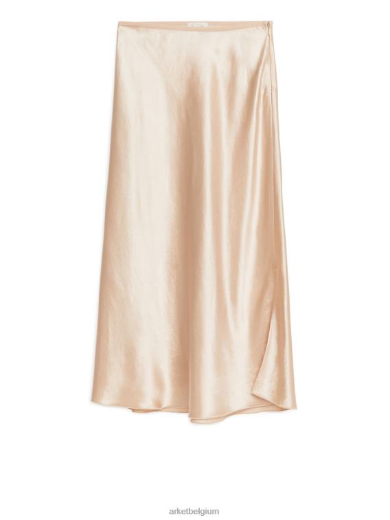ARKET kleding 0DXJP268 licht beige schuin uitgesneden satijnen rok vrouwen