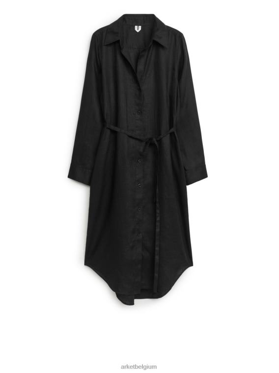 ARKET kleding 0DXJP69 zwart linnen overhemdjurk vrouwen