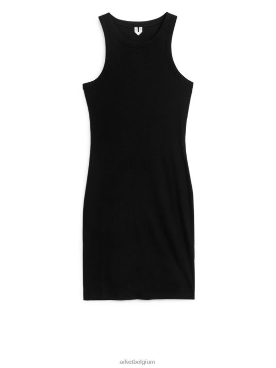 ARKET kleding 0DXJP75 zwart geribbelde tankjurk vrouwen