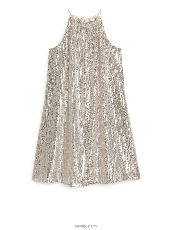ARKET kleding 0DXJP79 zilver jurk met paillettenband vrouwen