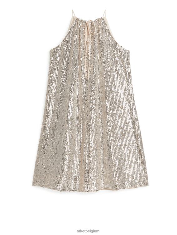 ARKET kleding 0DXJP79 zilver jurk met paillettenband vrouwen