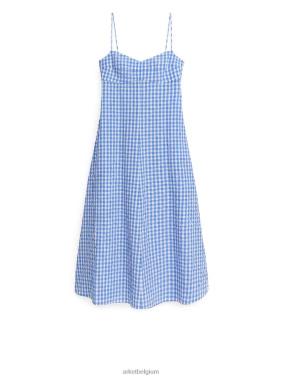 ARKET kleding 0DXJP92 blauw Wit Midi-jurk van katoen met bandjes vrouwen