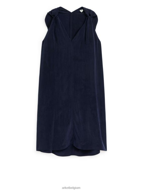 ARKET kleding 0DXJP94 donkerblauw cupro-jurk met knoop vrouwen