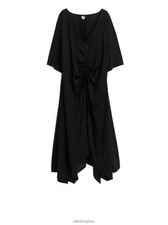 ARKET kleding 0DXJP96 zwart midi-jersey jurk vrouwen