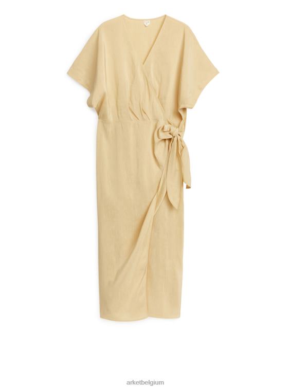 ARKET kleding 0DXJP97 beige linnen wikkeljurk vrouwen