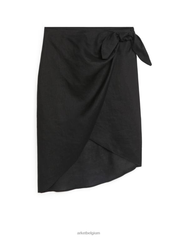 ARKET kleding 0DXJP261 zwart wikkel linnen rok vrouwen