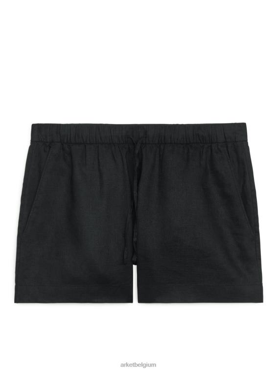 ARKET kleding 0DXJP274 zwart linnen korte broek vrouwen