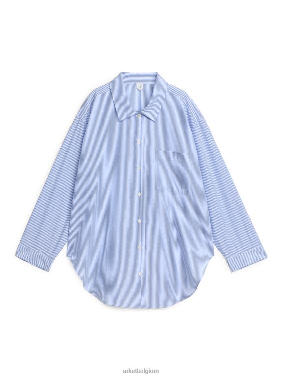 ARKET kleding 0DXJP526 blauw Wit popeline pyjamashirt vrouwen