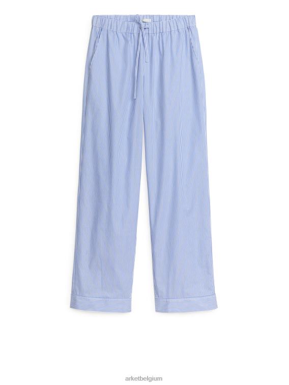 ARKET kleding 0DXJP527 blauw Wit poplin pyjamabroek vrouwen