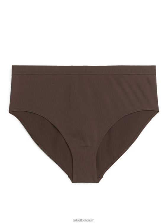 ARKET kleding 0DXJP562 donker bruin naadloze slip met hoge taille vrouwen