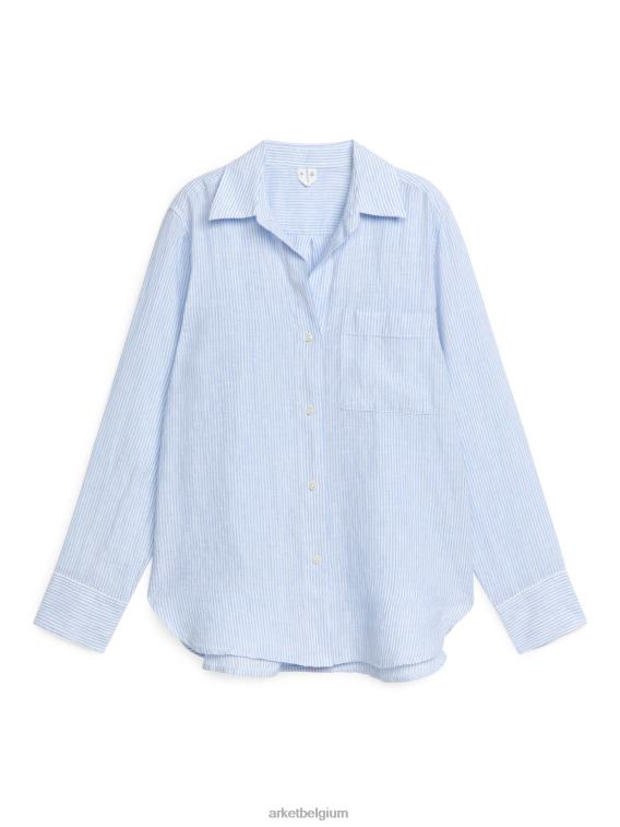 ARKET kleding 0DXJP10 lichtblauw/wit linnen overhemd vrouwen