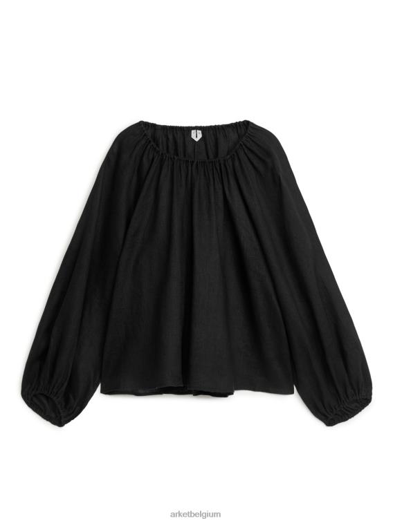 ARKET kleding 0DXJP11 zwart volumineuze linnen blouse vrouwen